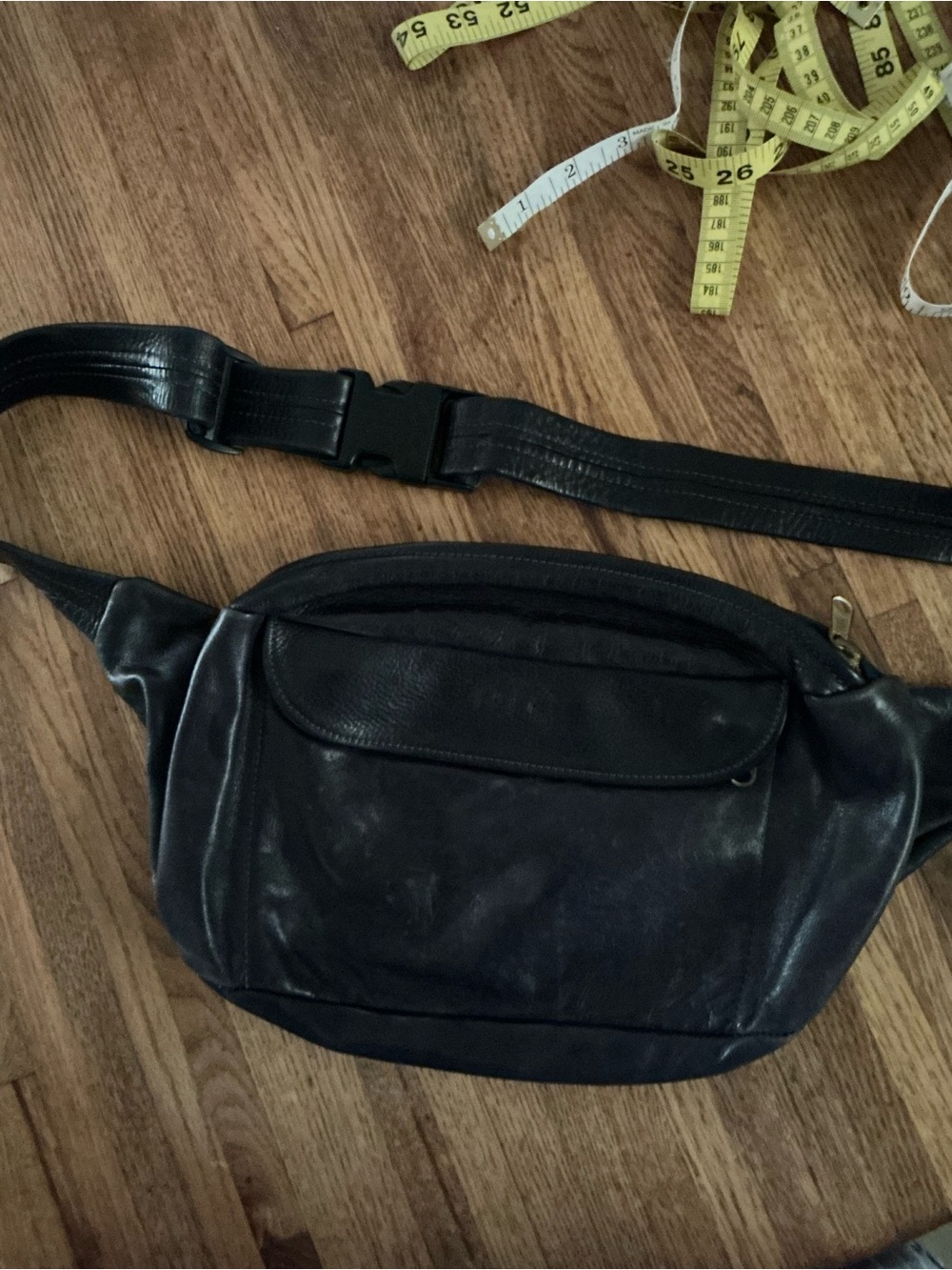 Classic Black Leather Waist Bag
